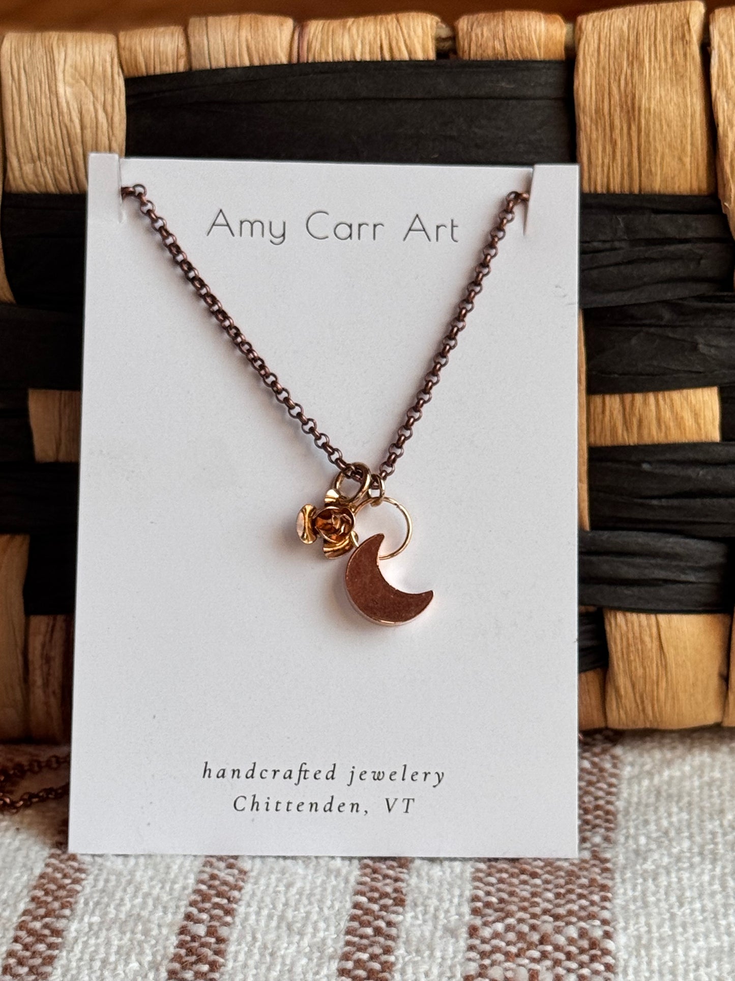 Rosey Moon w/ Bronze Chain