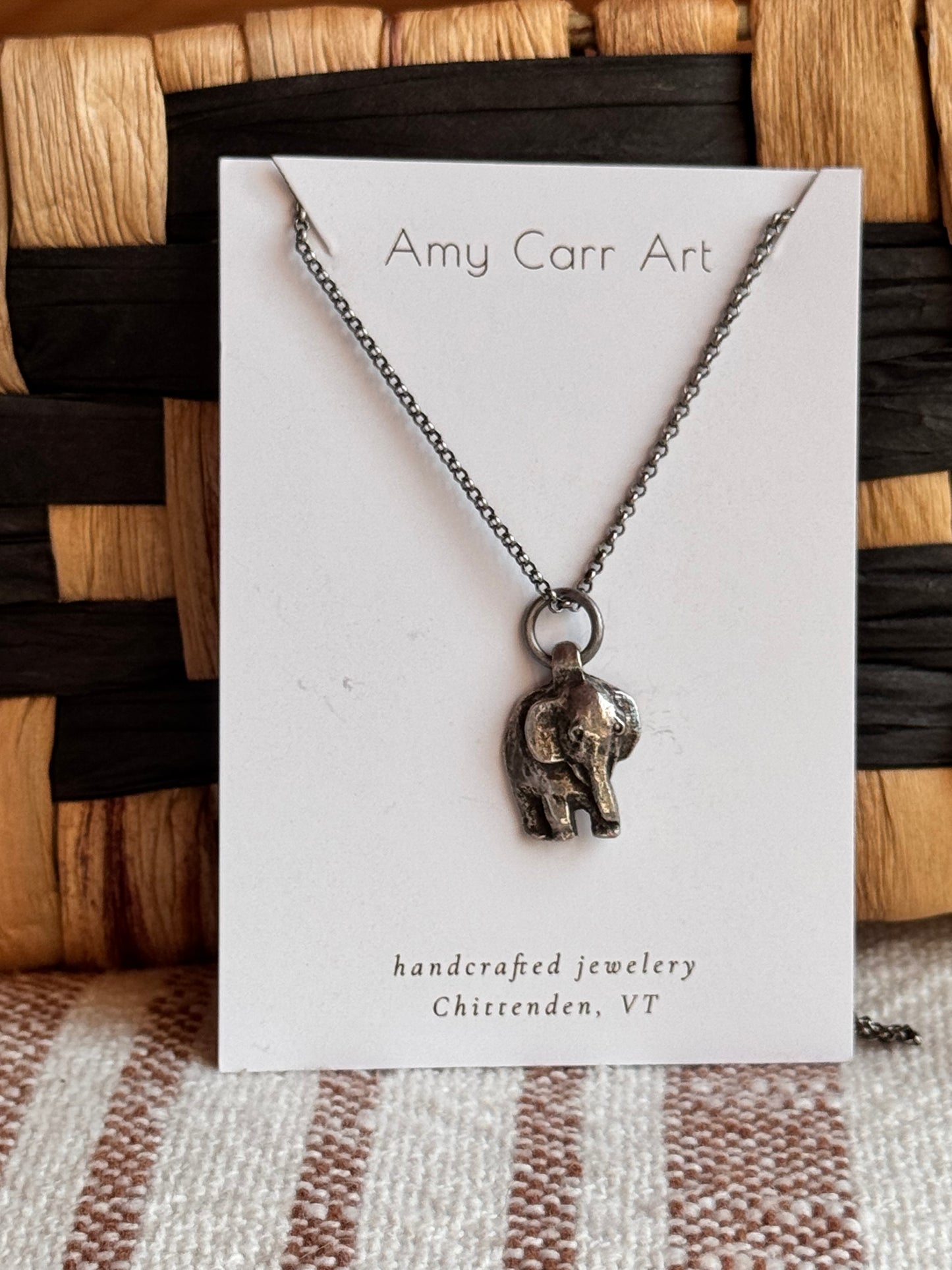Tiny Elephant w/ Silver Chain