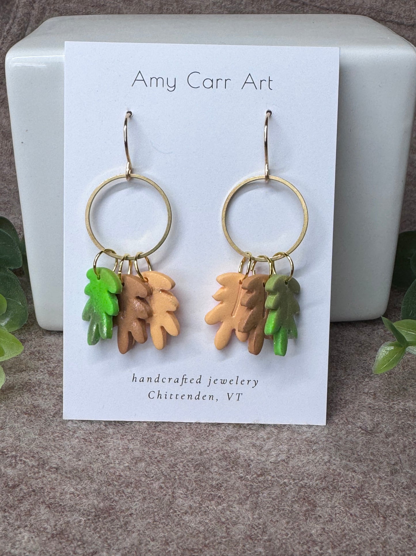 3 Oak Leaf Dangle with Gold Wire