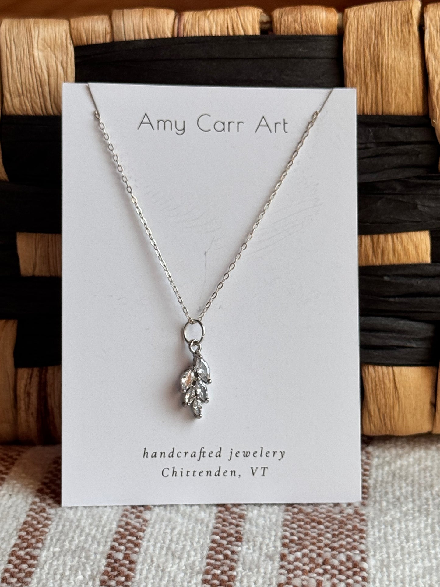 Crystal Leaf w/ Silver Chain