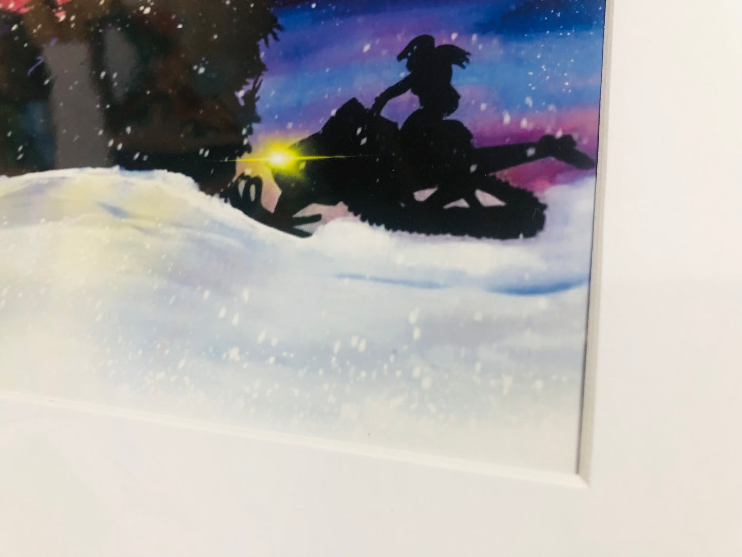 Sunset Snowmobiles, Vermont Snowmobile Art, Winter Painting, Snowmobile