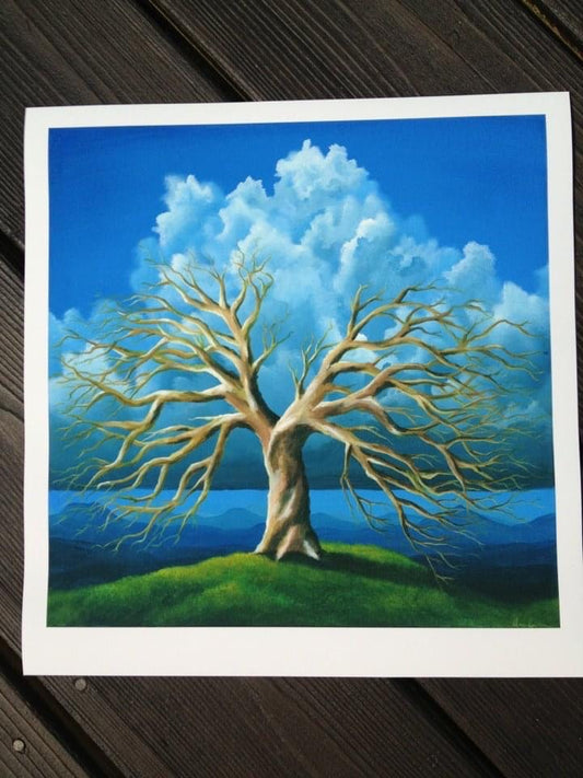 Old Tree painting, Thunderstorm Painting, Twisted Tree Art, Acrylic Art