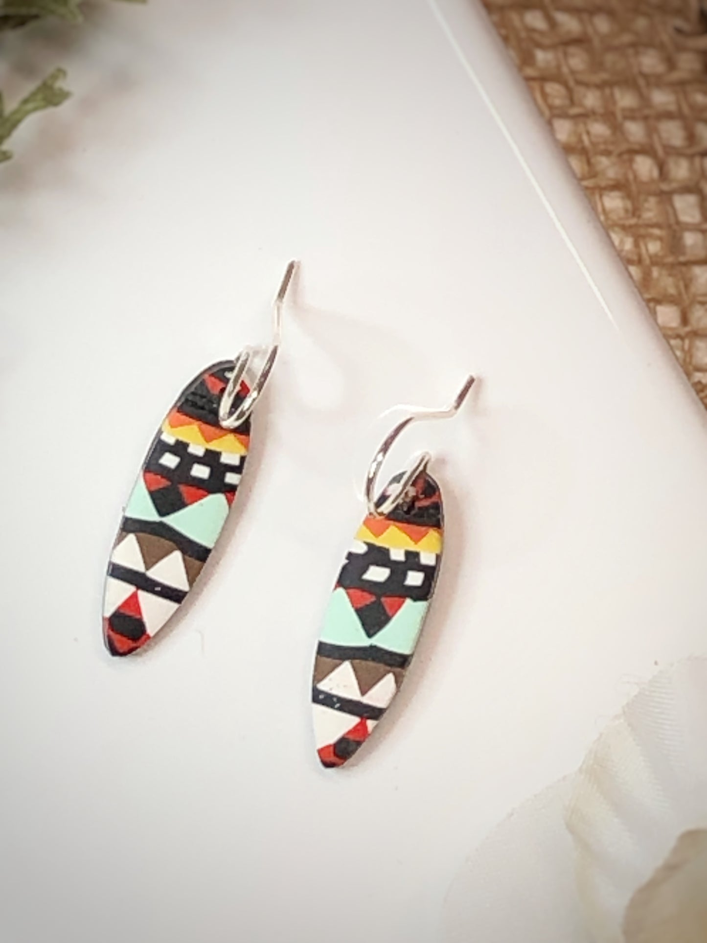 Colorful Tribal Bohemian Silver Earrings