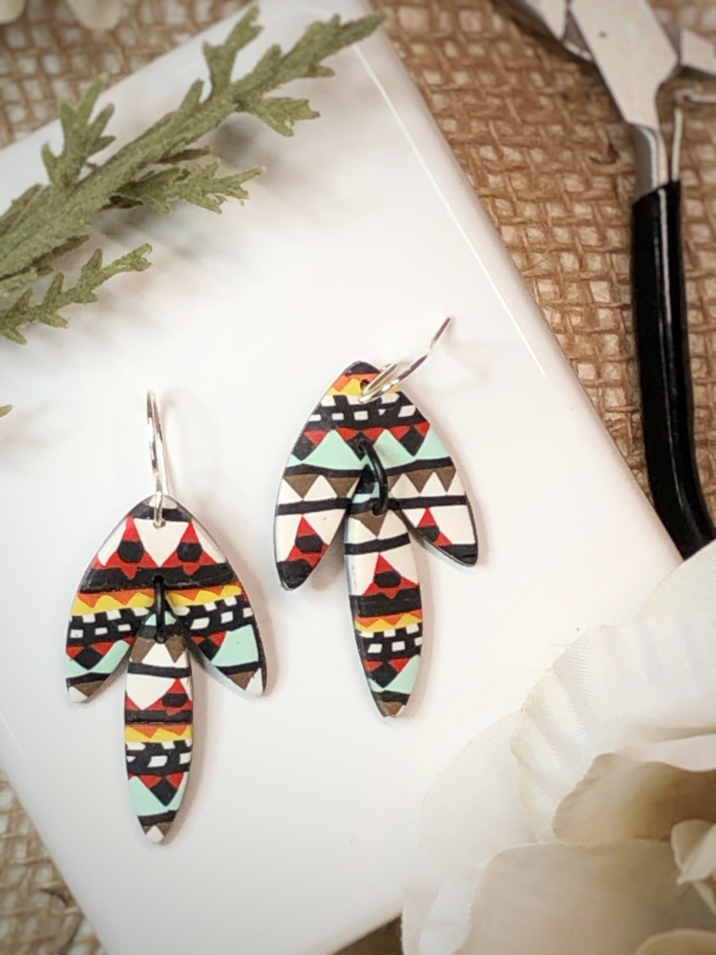 Colorful Tribal Bohemian Silver Earrings