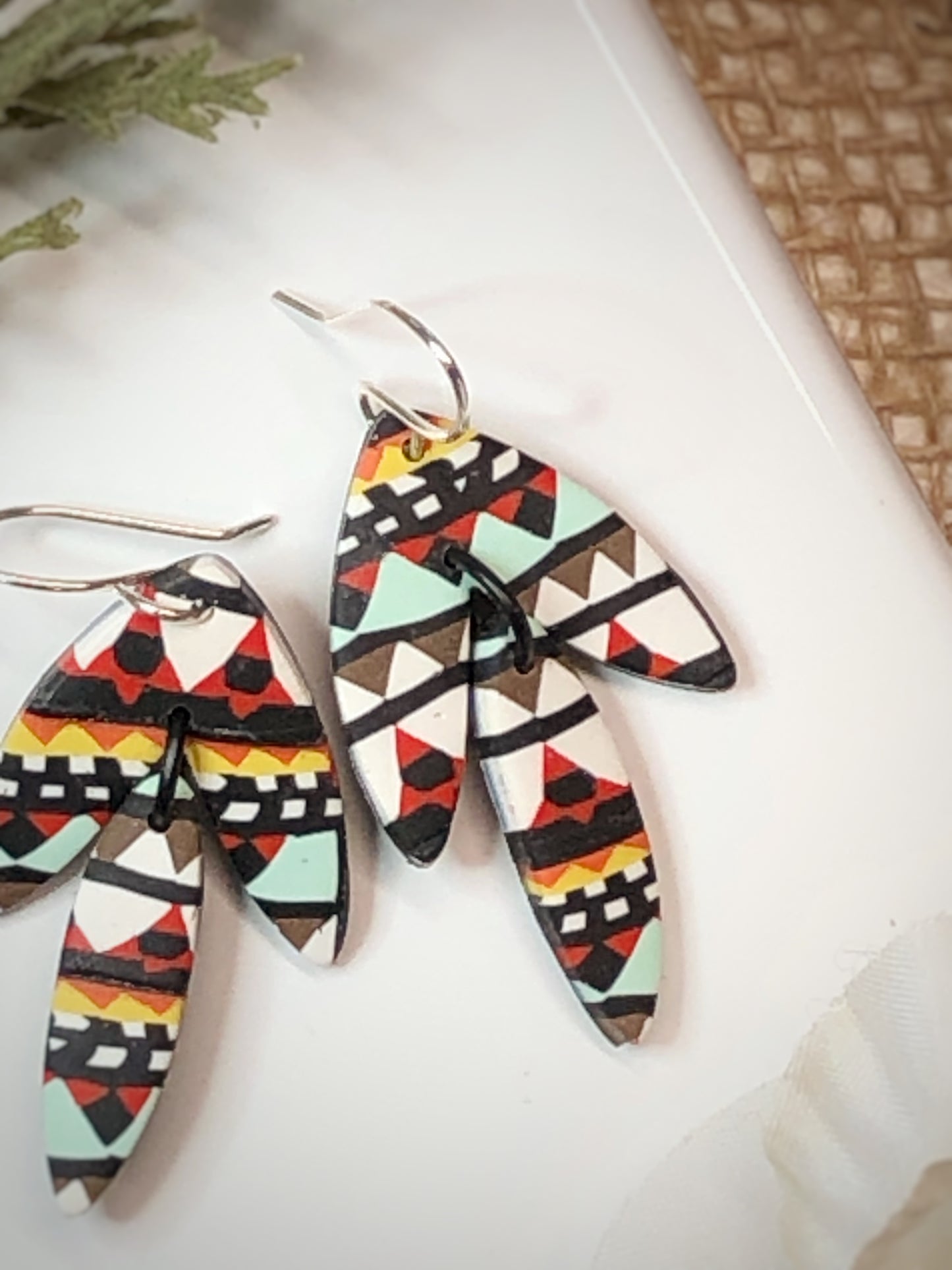 Colorful Tribal Bohemian Silver Earrings