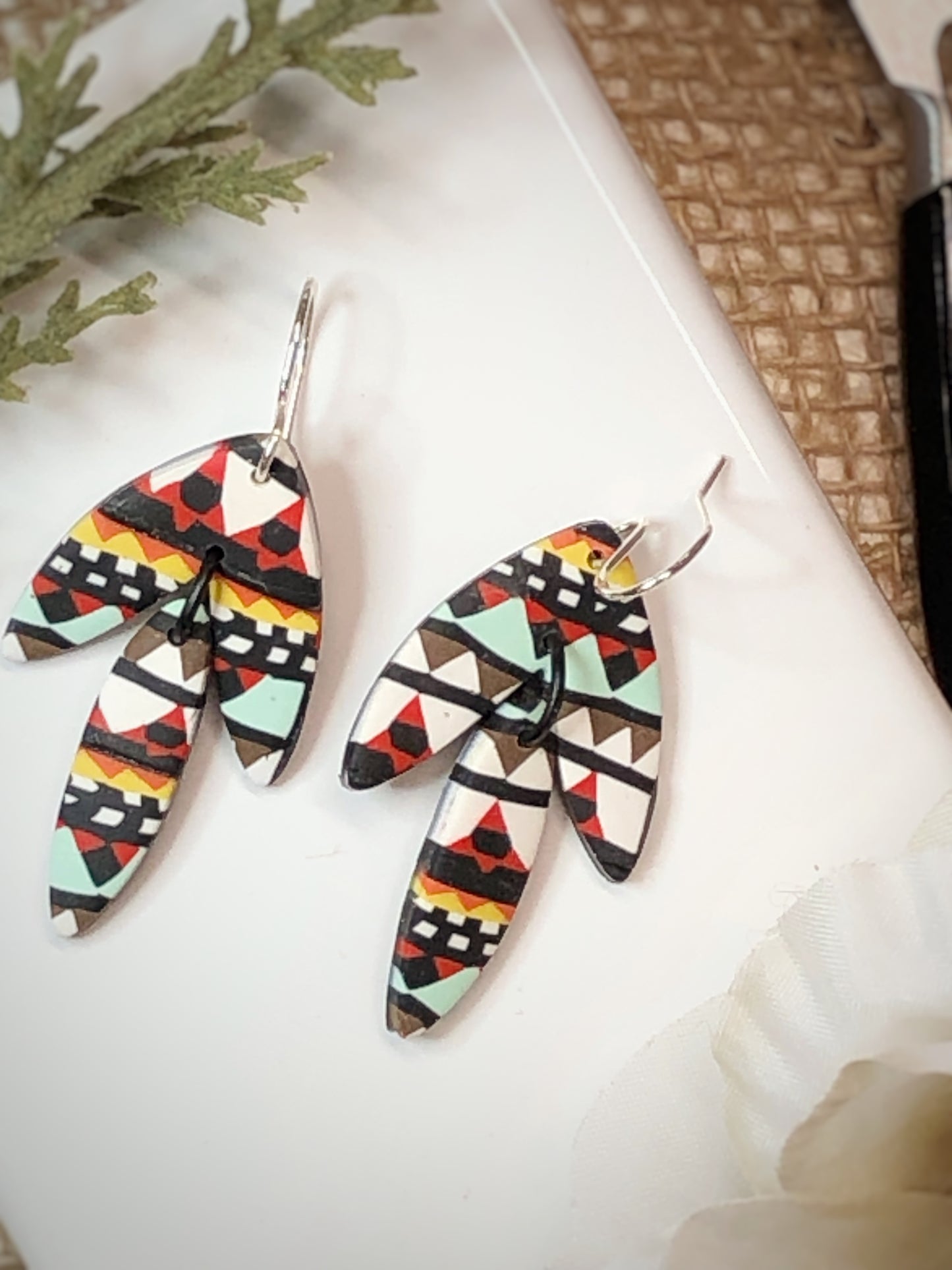 Colorful Tribal Bohemian Silver Earrings