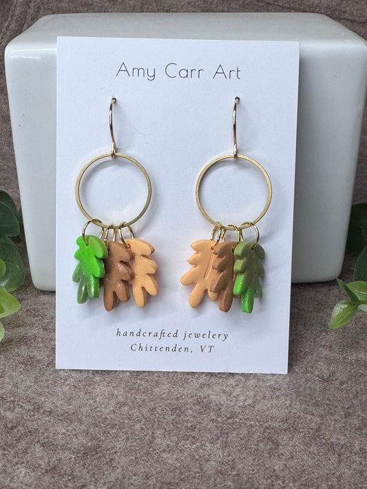 3 Oak Leaf Dangle with Gold Wire