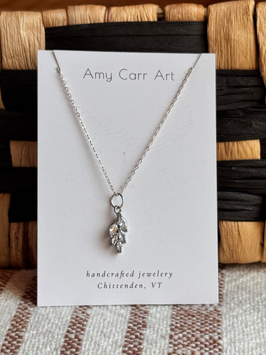 Crystal Leaf w/ Silver Chain