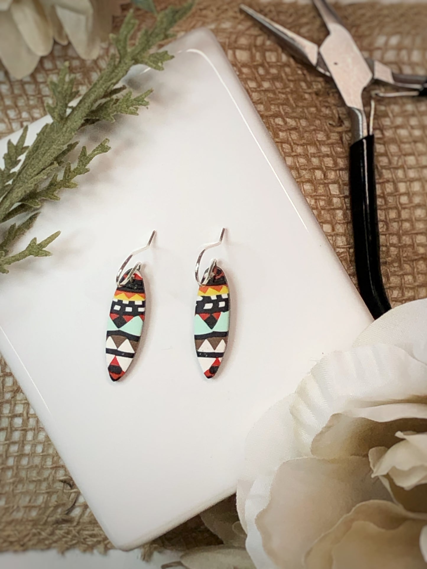 Colorful Tribal Bohemian Silver Earrings