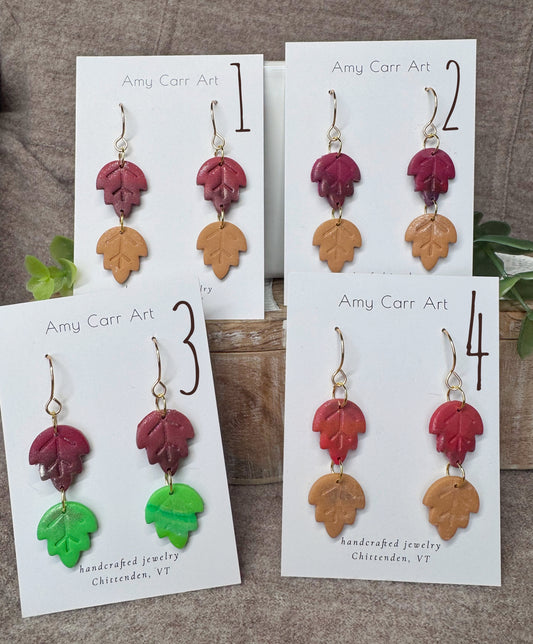 Double Fall Leaf Dangle with Gold Wire
