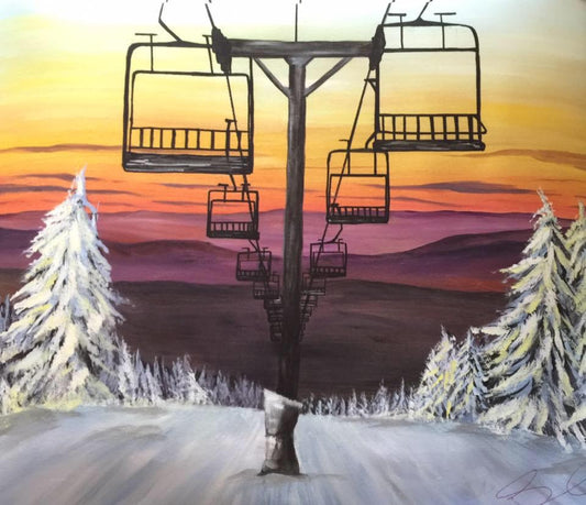 Chair Lift Painting, Ski Lift Art, Killington Chairlift , Ski Chair art, Ski Mountain Art